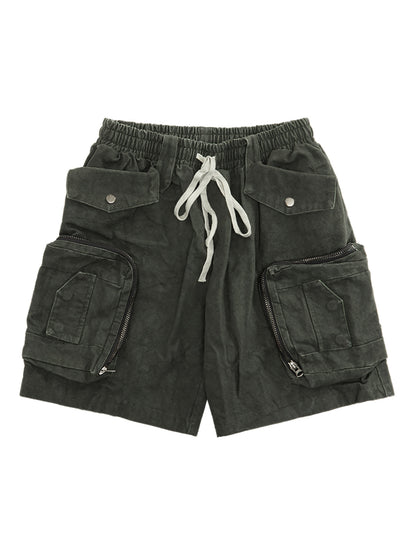 Short délavé multi-poches tie-dye épais - 2088