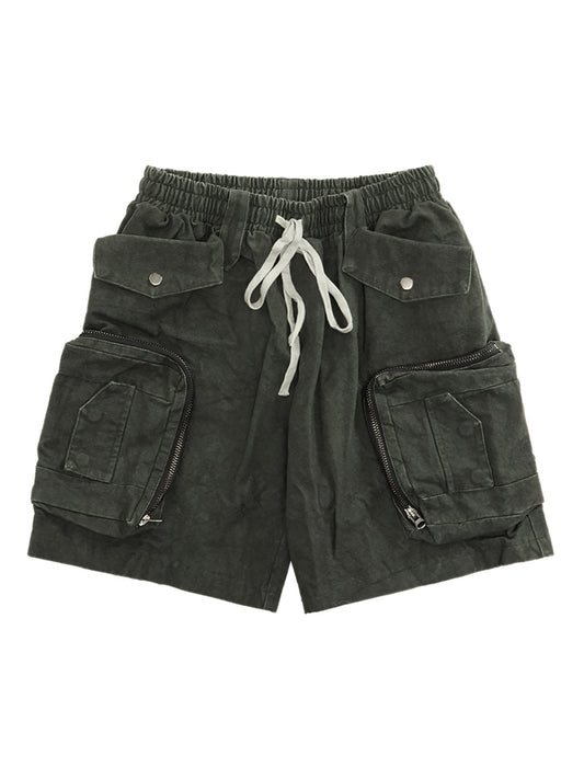 Schwere verwaschene Shorts mit Batikmuster und mehreren Taschen - 2088 