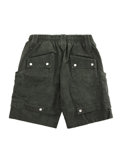 Short délavé multi-poches tie-dye épais - 2088