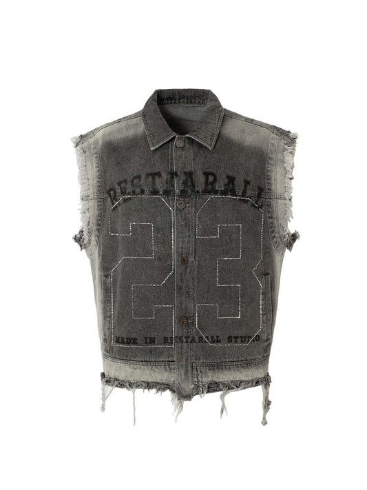 Retro Wasteland Rivet Denim Vest - 2299