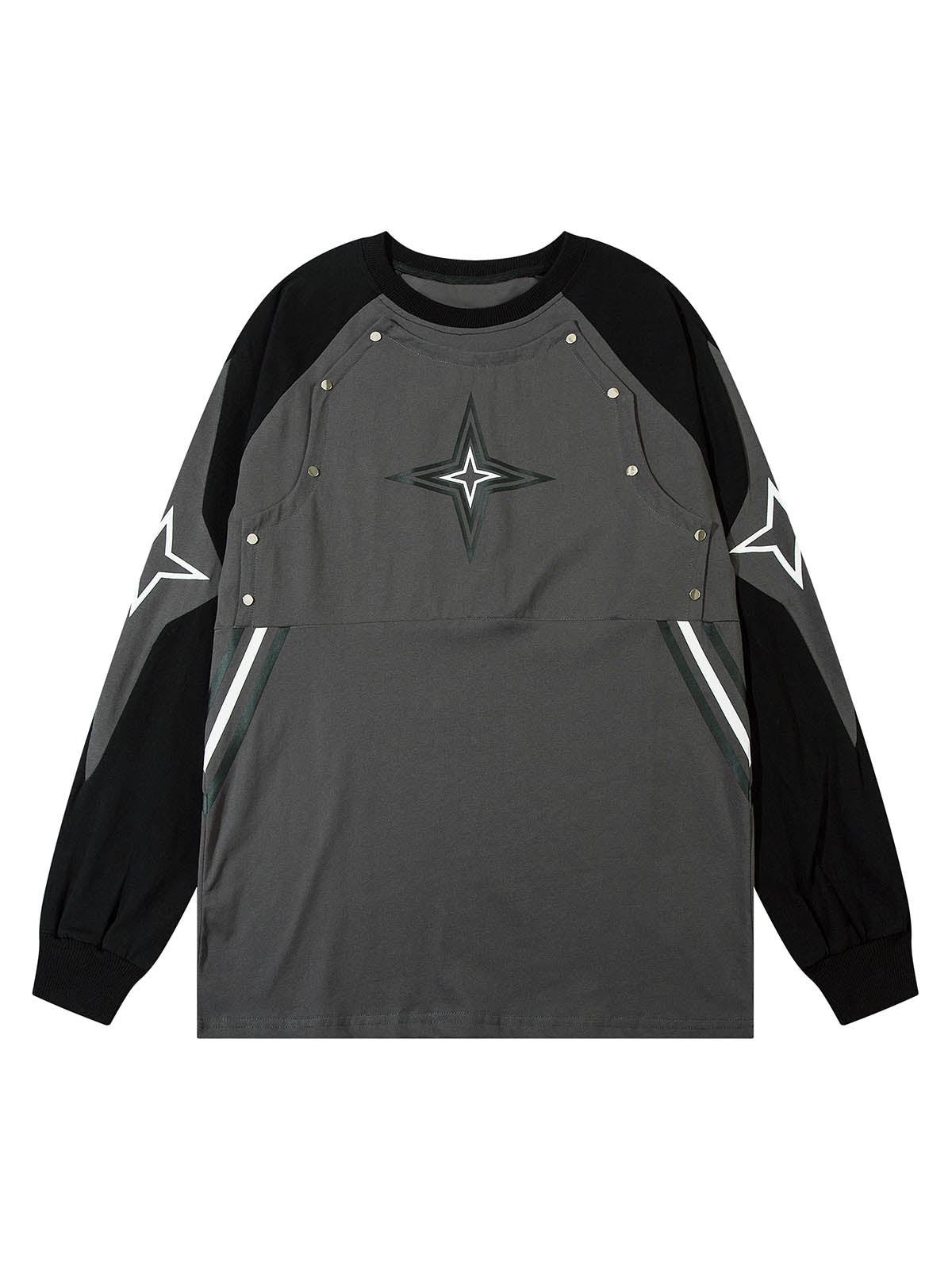 Thesupermade Star Stitched Studded Long Sleeve T-shirt