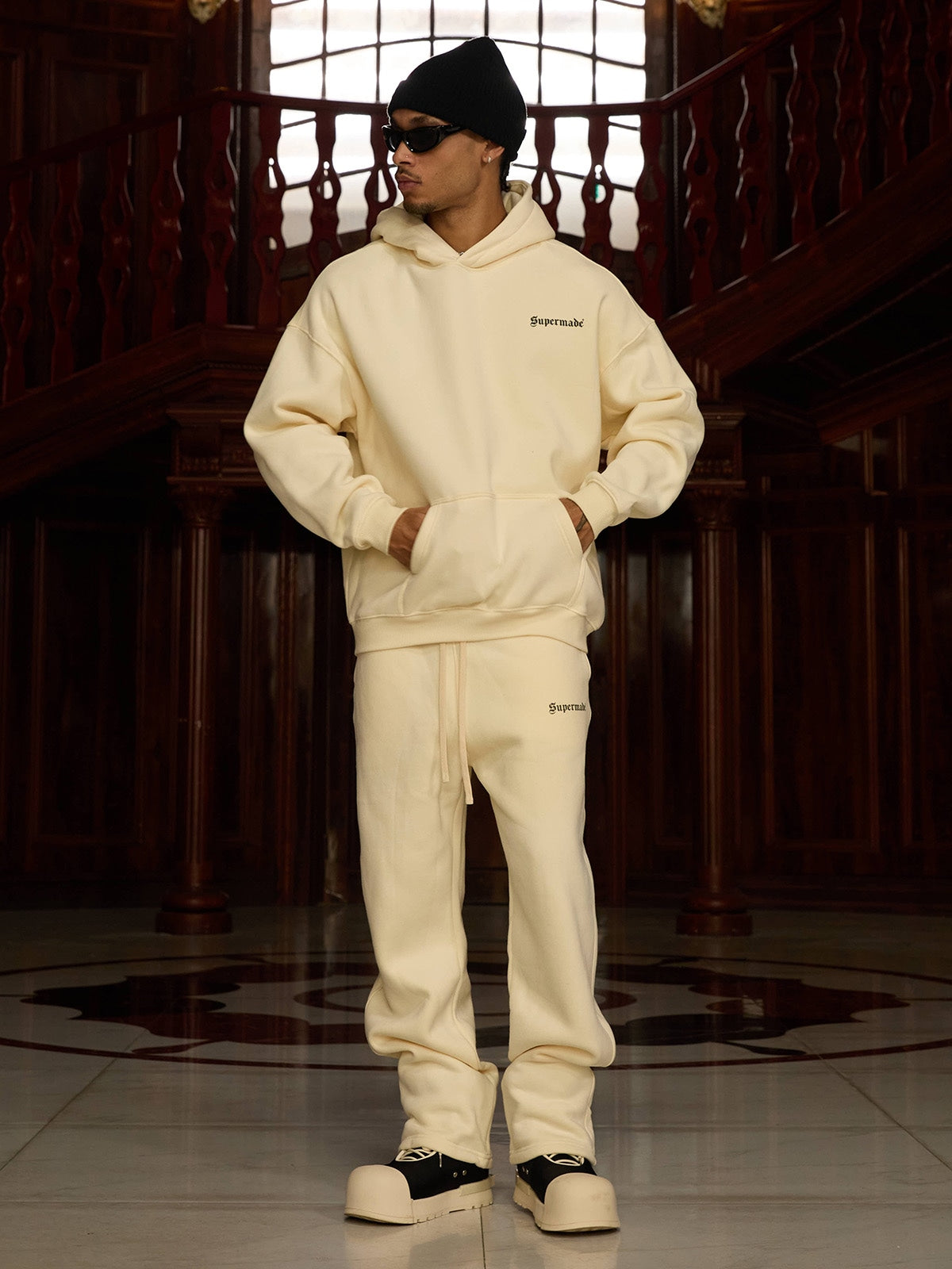 Thesupermade Street Hip-Hop Letters Fleece Tracksuit - 2230