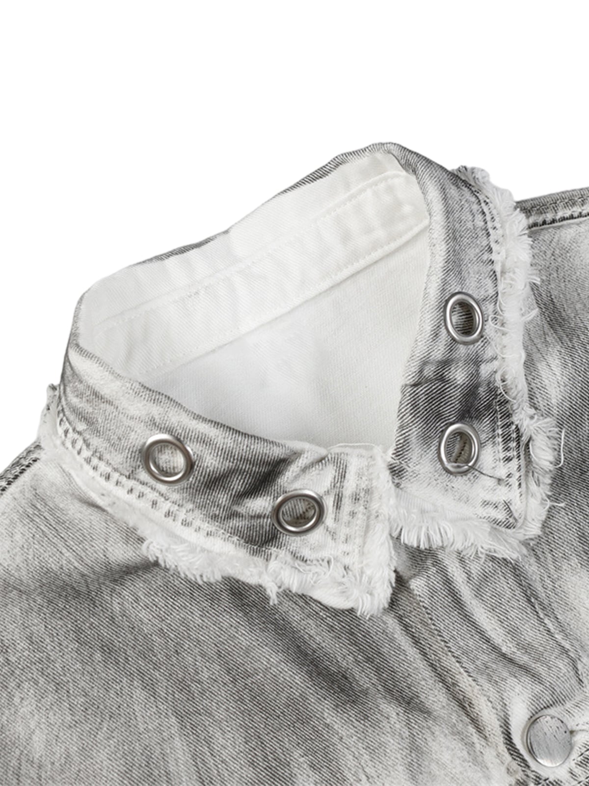 Distressed-Jeansjacke mit Stickerei