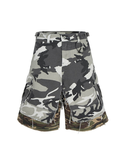 Retro Faux Zweiteiler Whisker Camouflage Jorts