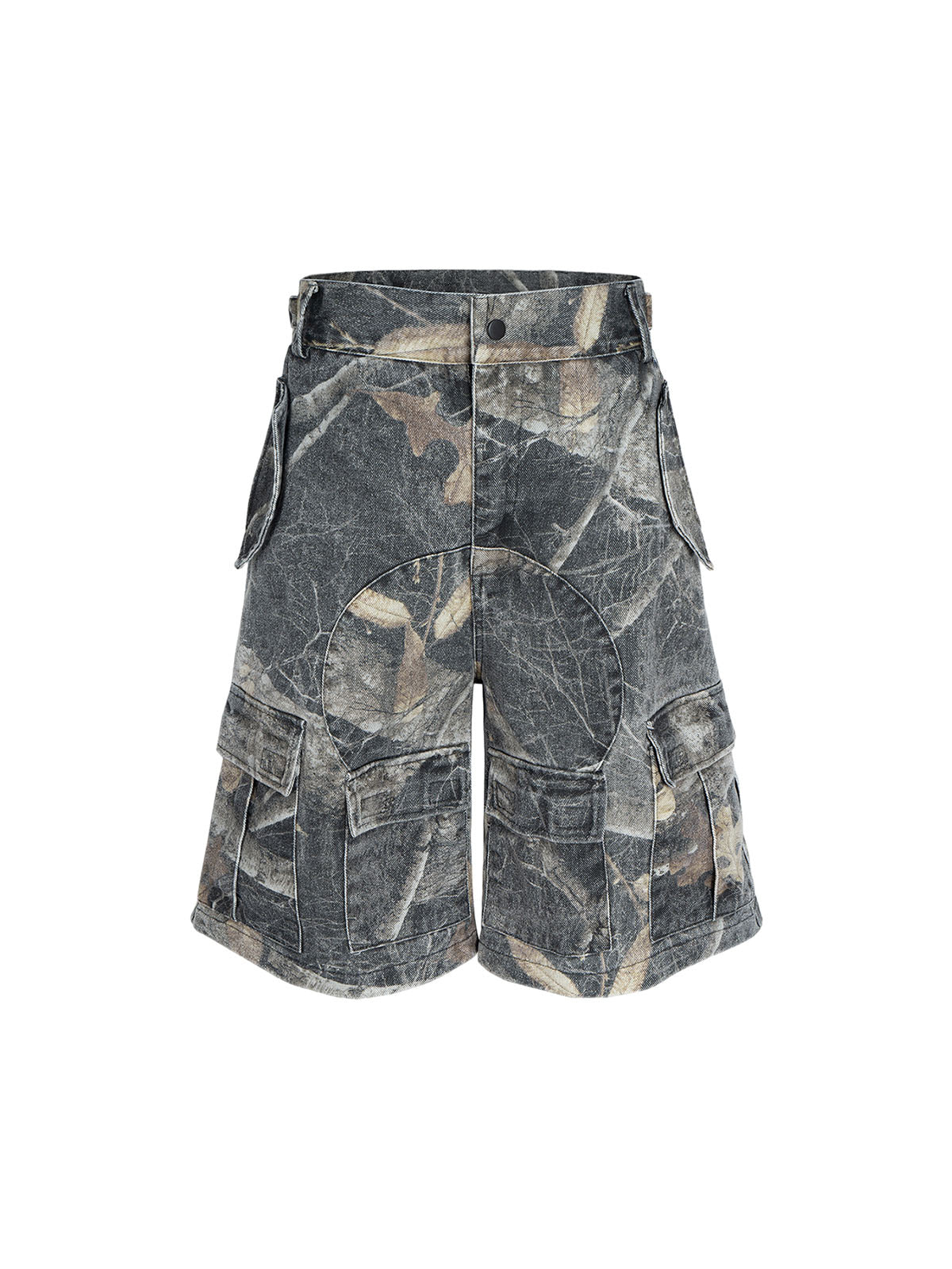 Camouflage-Jeanshose mit Schnallenbund