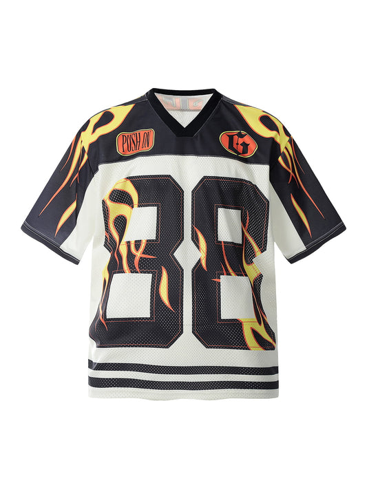 T-Shirt im Jersey-Stil mit Flammen-Print