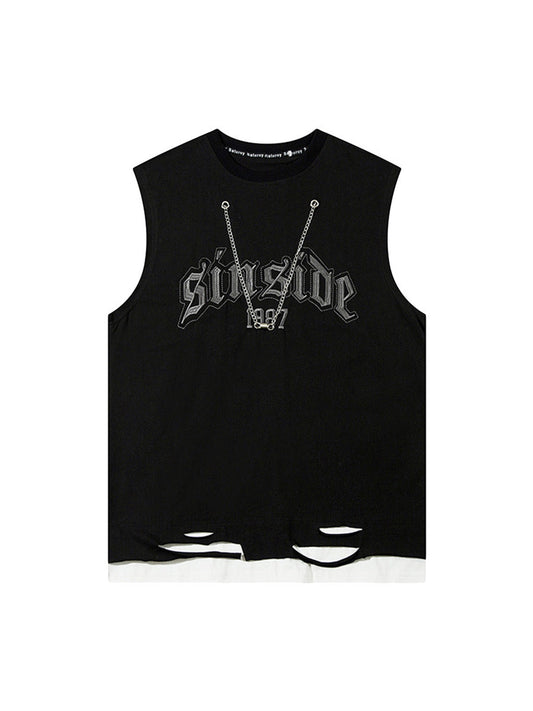 Gilet à chaîne et lettres graphiques