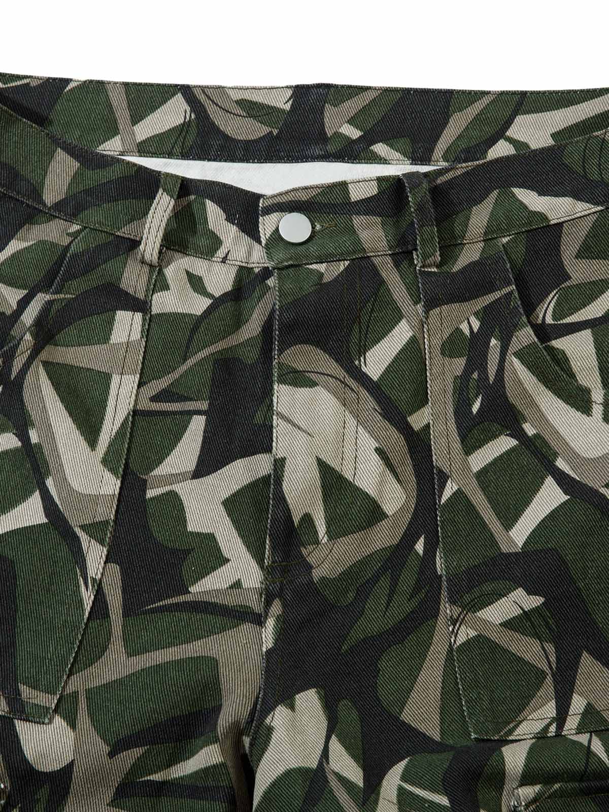 Thesupermade Camouflage Faux Zweiteiliger Trainingsanzug mit Kapuze und Fleecejacke – 2331