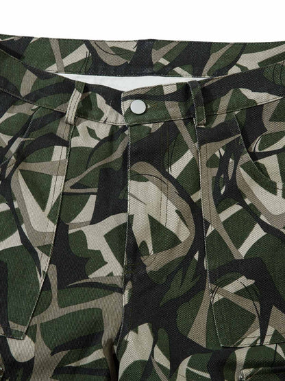 Thesupermade Camouflage Faux Zweiteiliger Trainingsanzug mit Kapuze und Fleecejacke – 2331