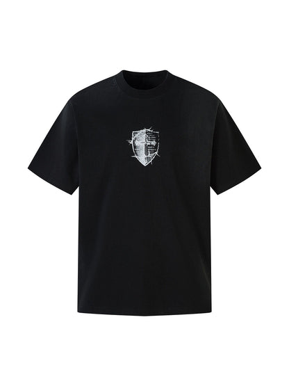 T-Shirt aus schwerer, gewaschener Baumwolle mit Kreuzschild-Print
