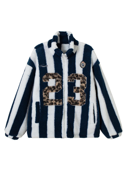 Thesupermade – Sherpa-Jacke aus Jersey mit Stickerei und Gepardenmuster