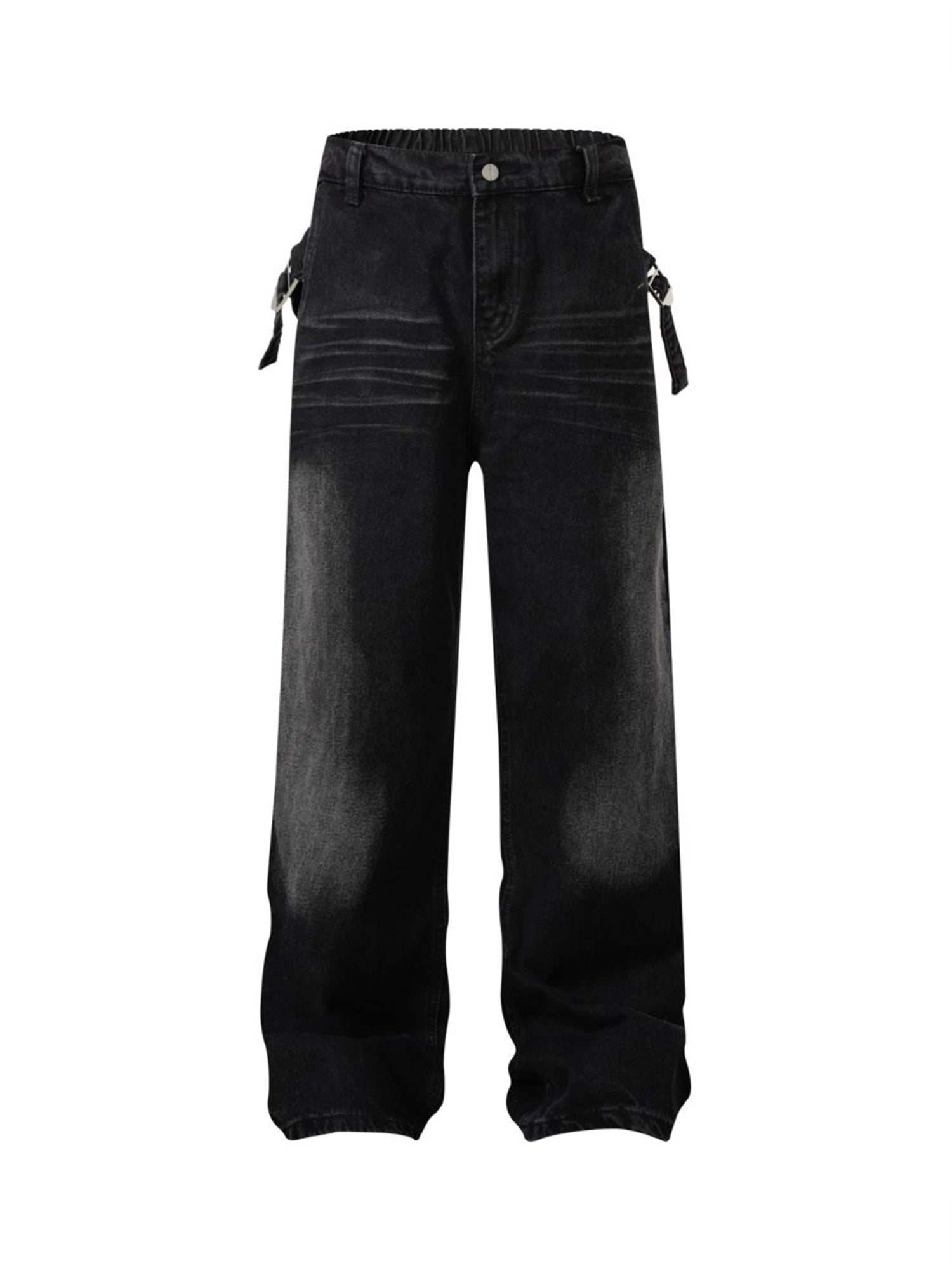 Thesupermade – Gerade Jeans mit verwaschenem Used-Look und Bund