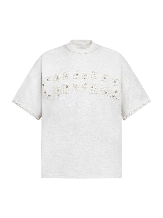 T-shirt oversize élégant orné de perles