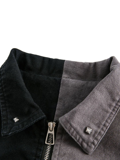 Jacke mit Reißverschluss und Graffiti-Print in Kontrastfarbe