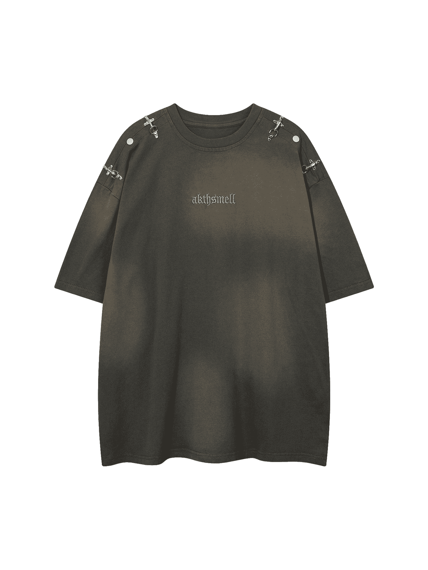 Thesupermade – Verwaschenes, besticktes Street-Rap-T-Shirt – 2102 