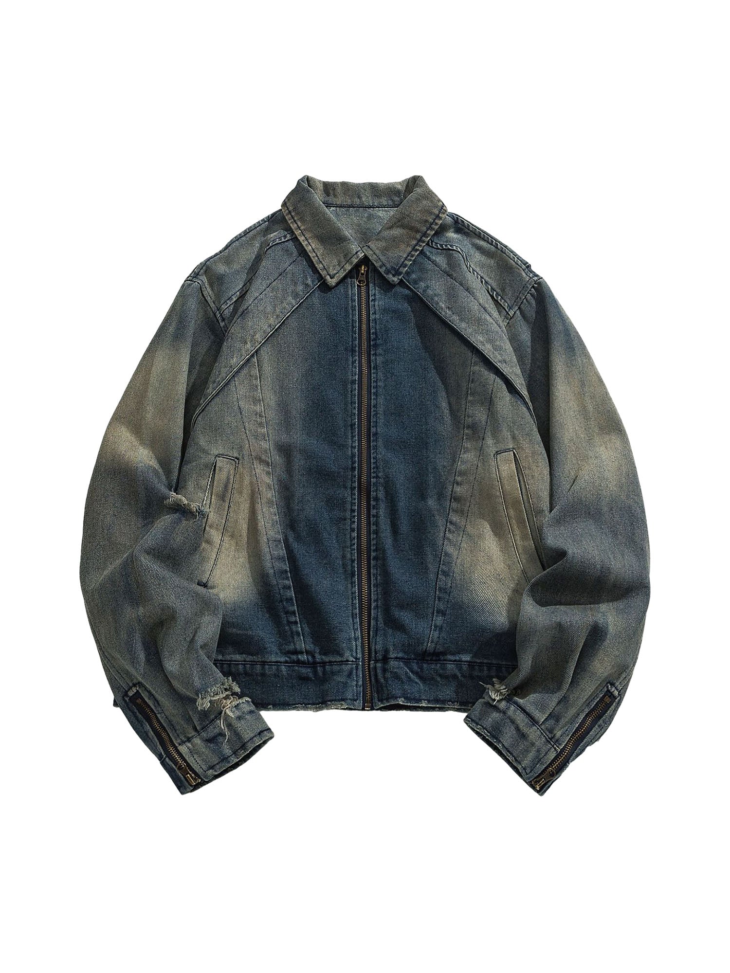 Thesupermade High Street Hip-hop Distressed Washed Denim Jacket - 2242