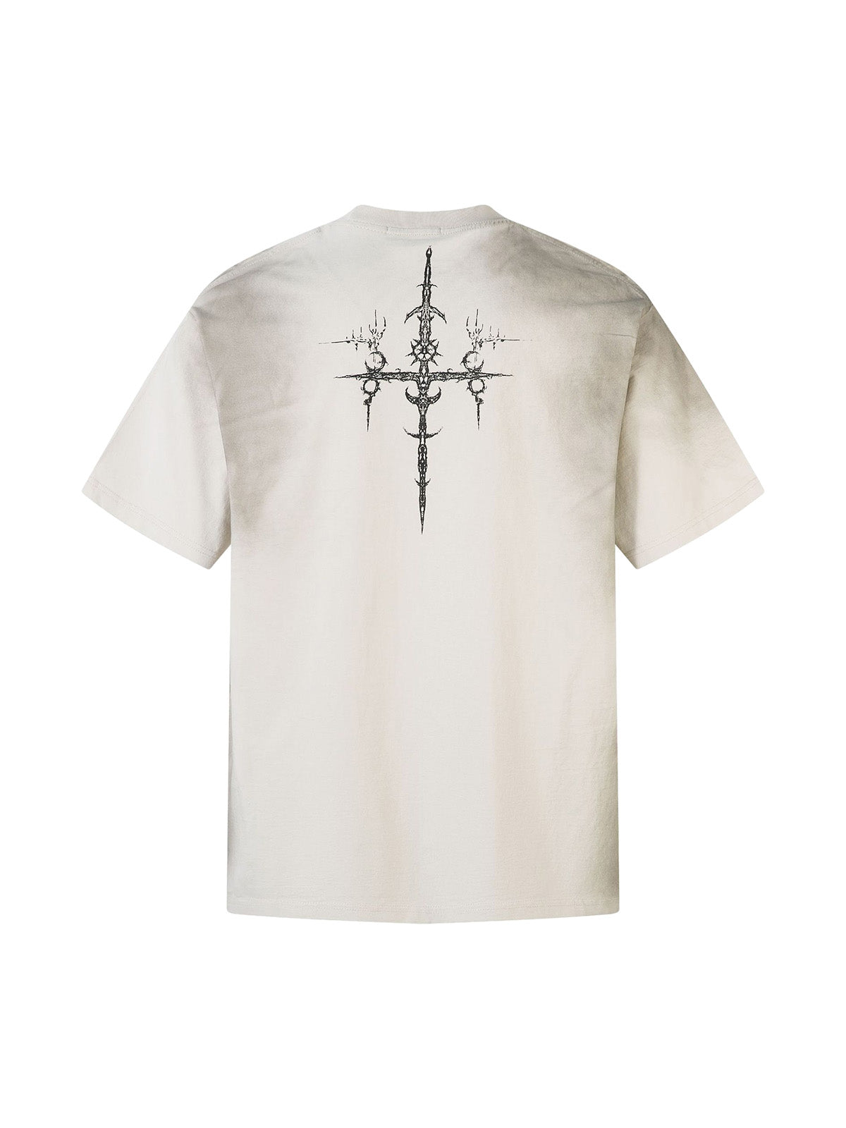 Heavy Cotton Washed Cross Shield Print T-shirt