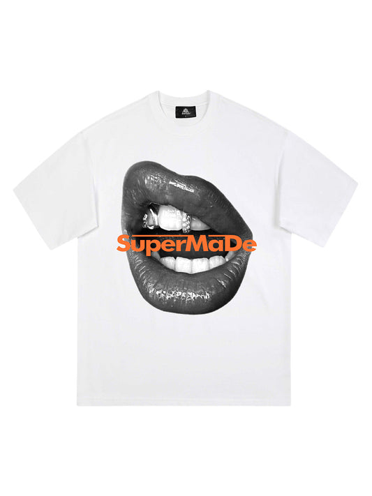 T-shirt à manches courtes imprimé lèvres