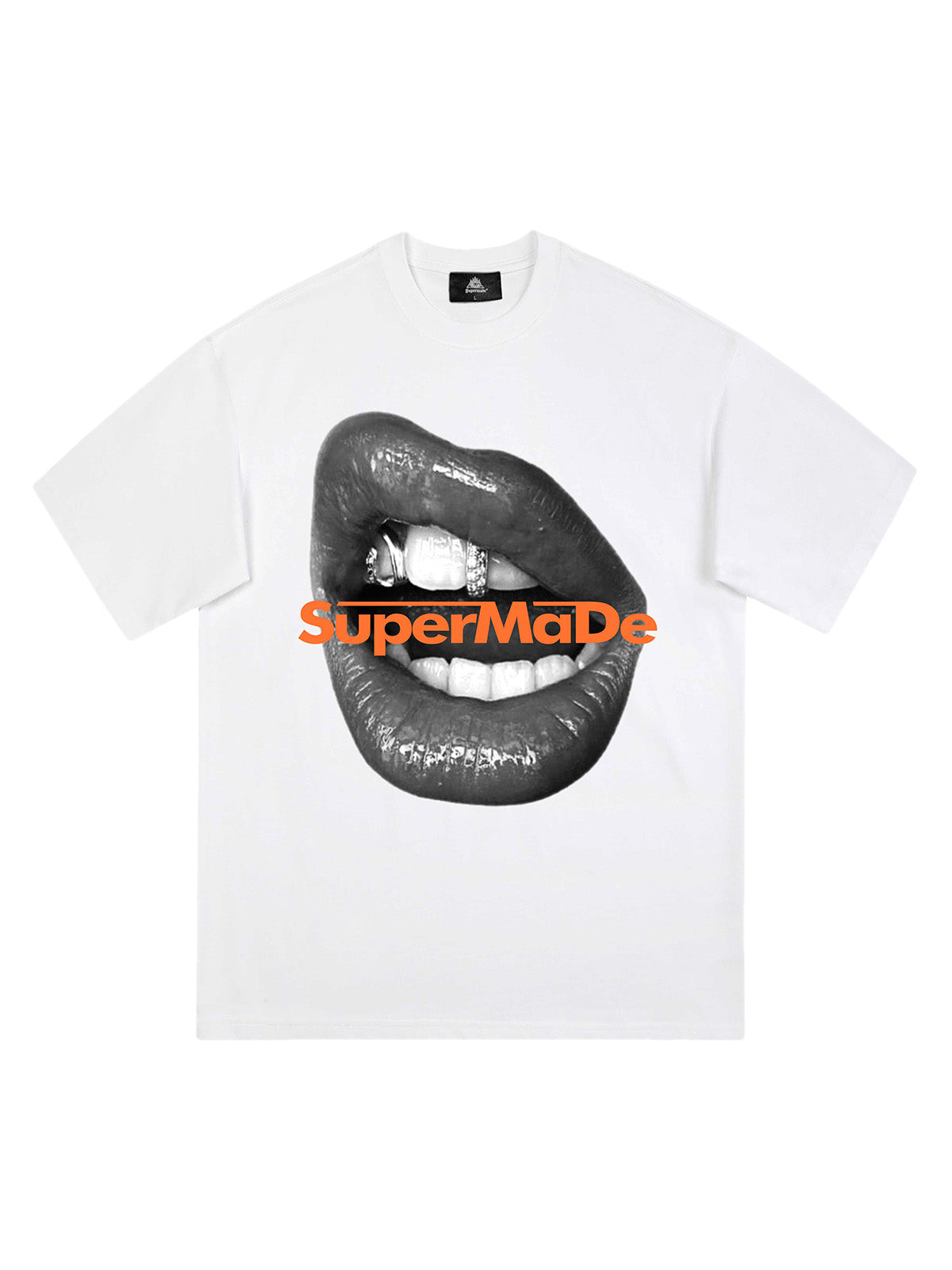 Kurzärmliges T-Shirt mit Lippen-Print