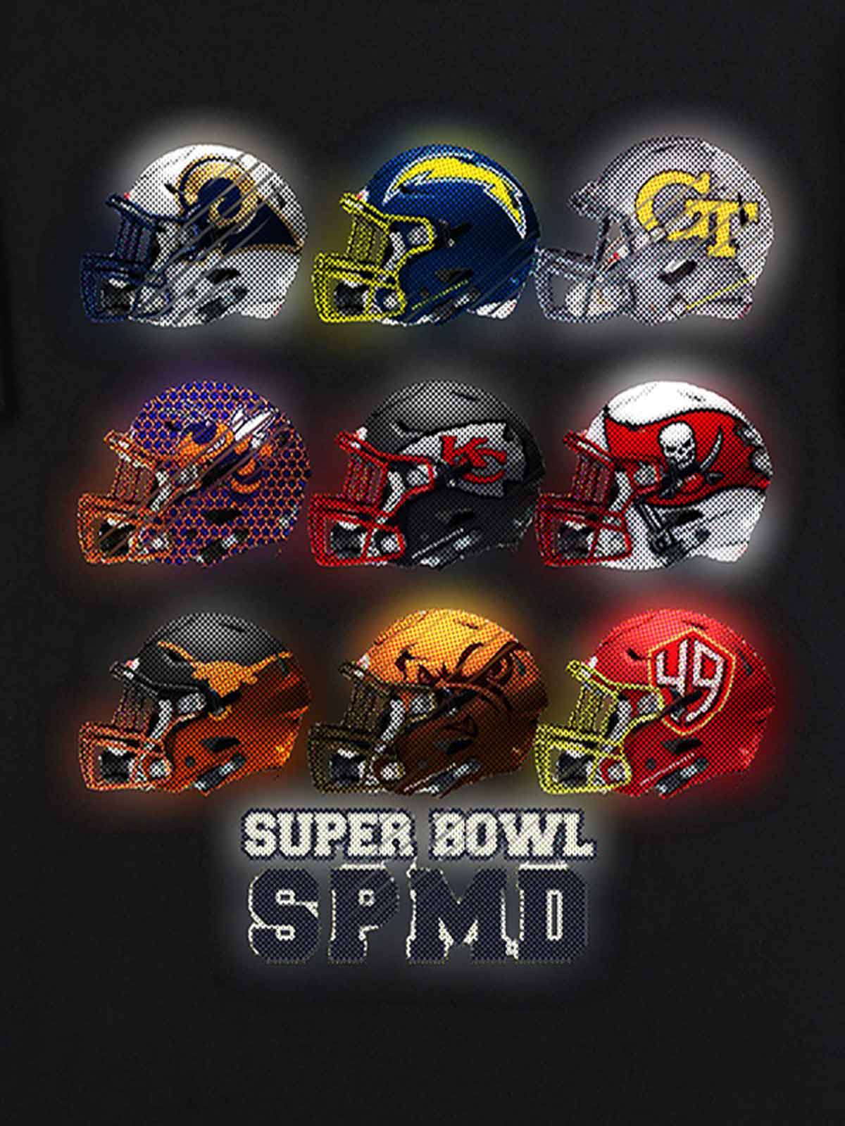 Super Bowl Football Helmet Print T-shirt - 2310