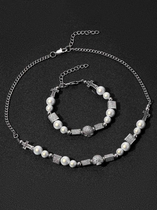 Bracelet en acier inoxydable avec diamants et tête de mort super-fabriqué