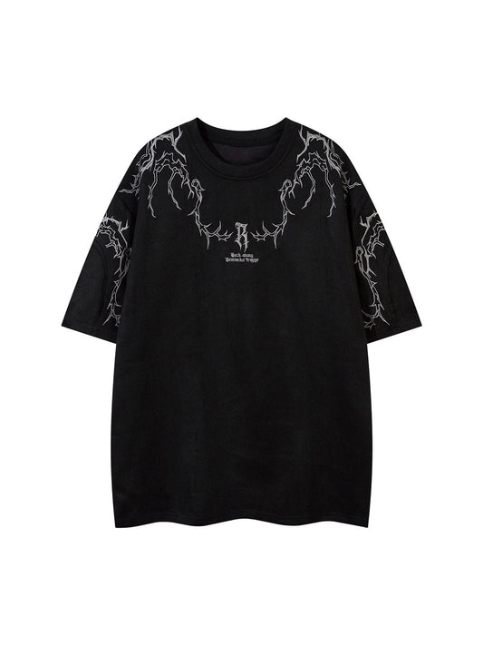 Thorn Embroidery Suede T-Shirt