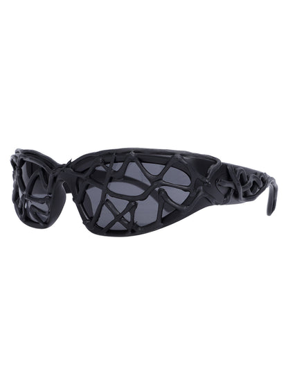 Futuristische Sonnenbrille mit gewelltem Rahmen