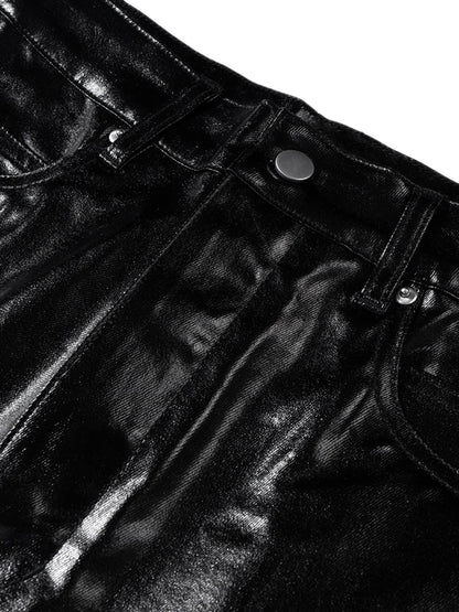 Thesupermade – Schlaghose aus glänzendem Lackleder
