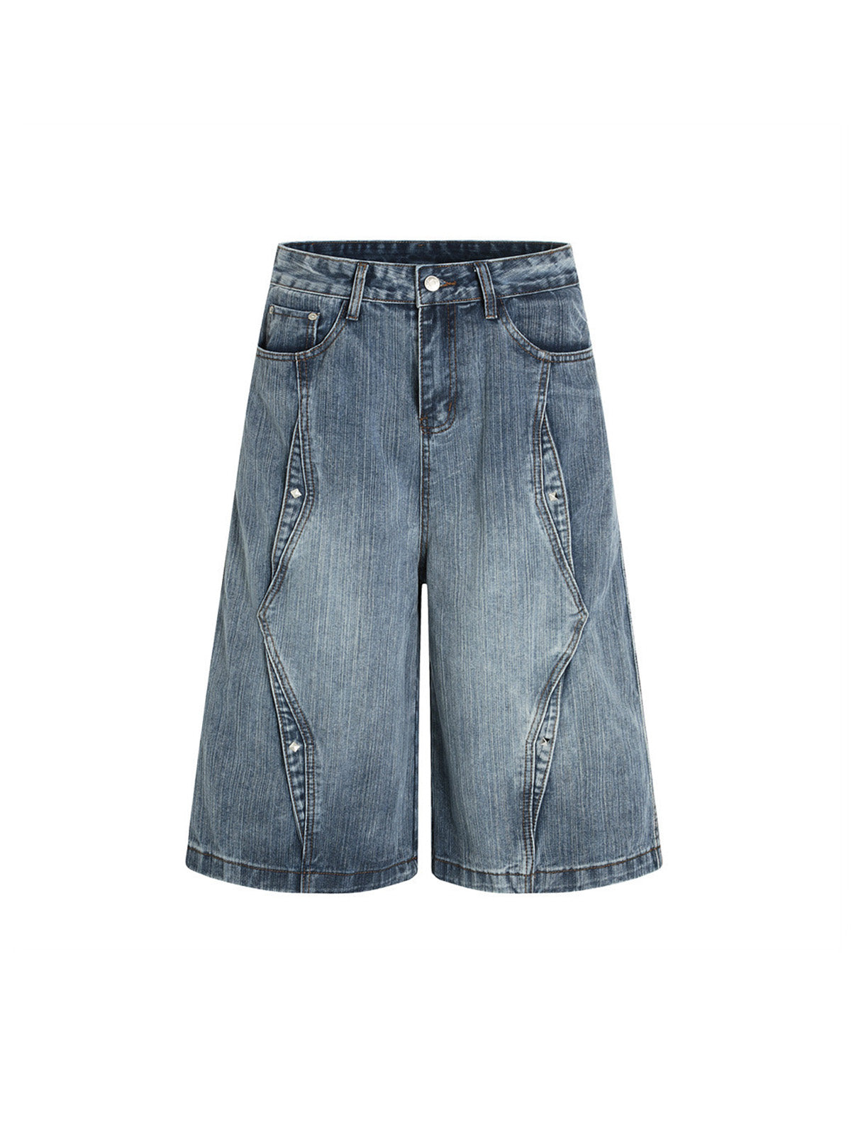 Washed Distressed Deconstructed Riveted Jorts