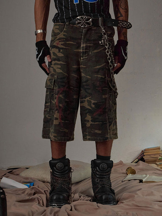 Thesupermade – Camouflage-Jeans mit mehreren Taschen 