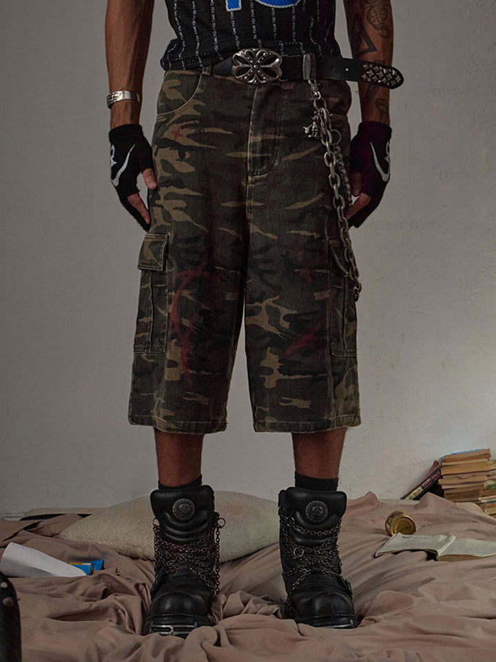Thesupermade – Camouflage-Jeans mit mehreren Taschen 