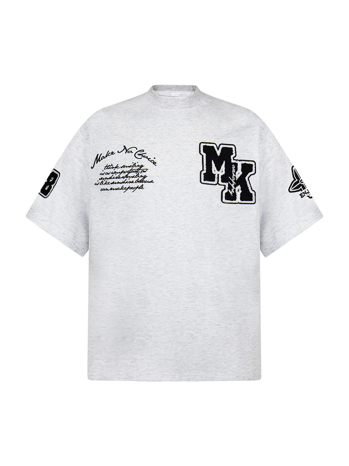 T-Shirt im Retro-Motorrad-Stil mit schwerem Patch-Stickerei