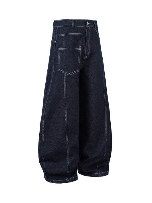 Dekonstruierte Barrel-Jeans mit Kontrastnähten – 2326
