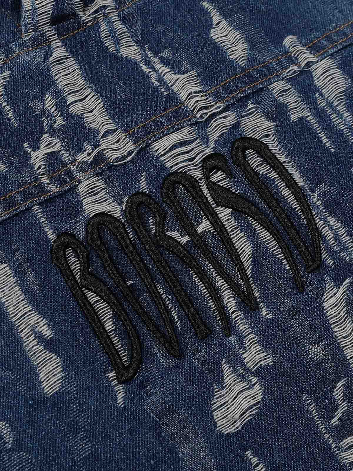 Thesupermade – Bestickter Kapuzenpullover aus gewaschenem Denim