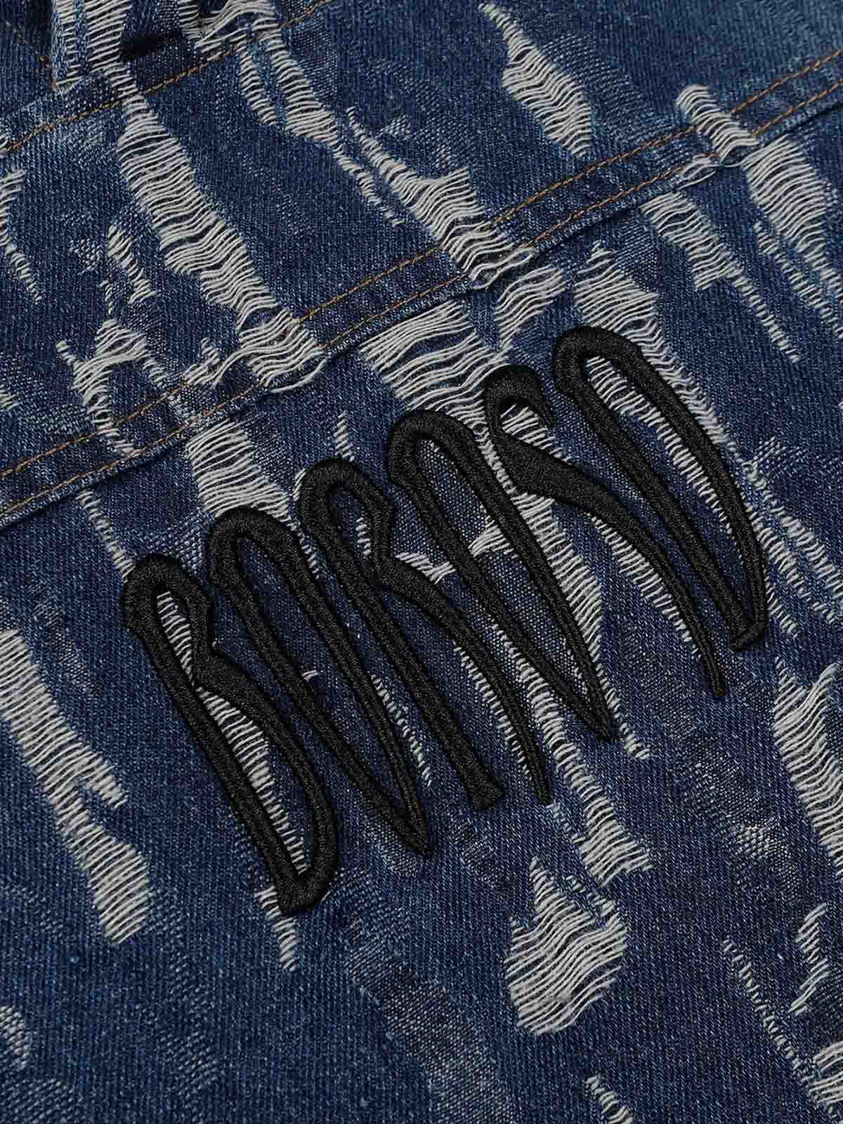 Thesupermade Embroidered Washed Denim Hoodie