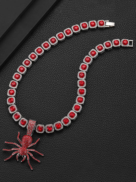 Collier cubain araignée rouge de style punk super fait
