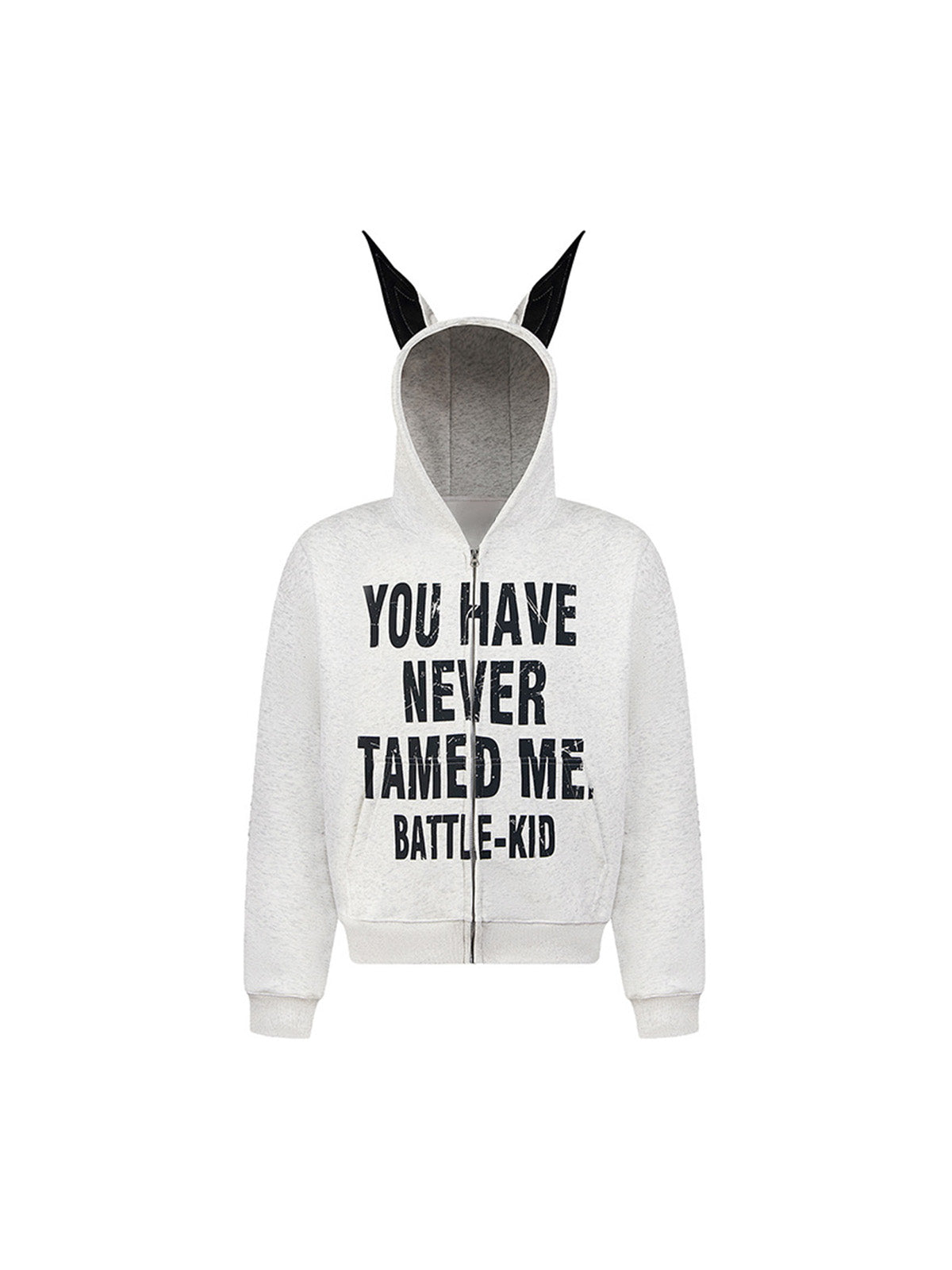 Thesupermade Mottled Letter Graphic Hooded Sweatshirt - 2227