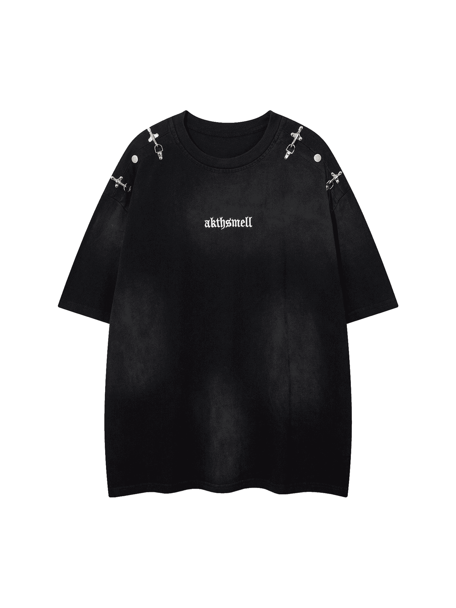 Thesupermade – Verwaschenes, besticktes Street-Rap-T-Shirt – 2102 