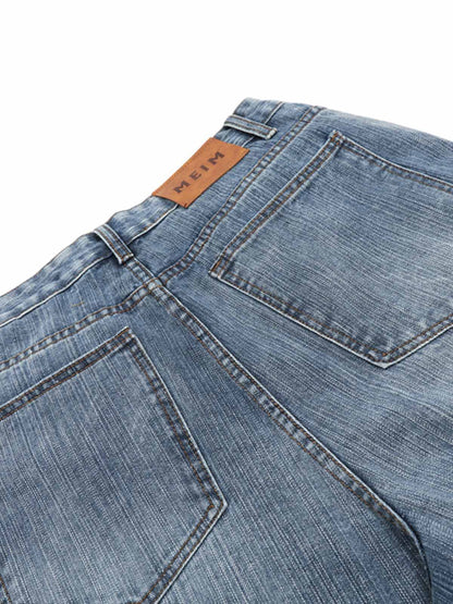 Washed Distressed Deconstructed Riveted Jorts