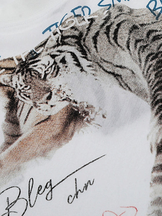 T-shirt imprimé tigre blanc