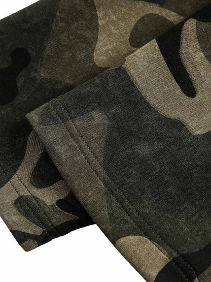 Kapuzenpullover mit Vintage-Camouflage-Flammenherz-Print