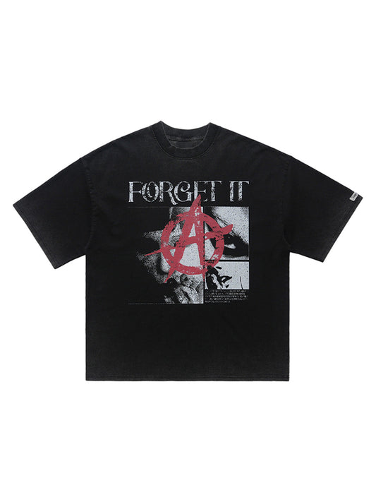 Street Retro Anti-War Distressed Print T-Shirt
