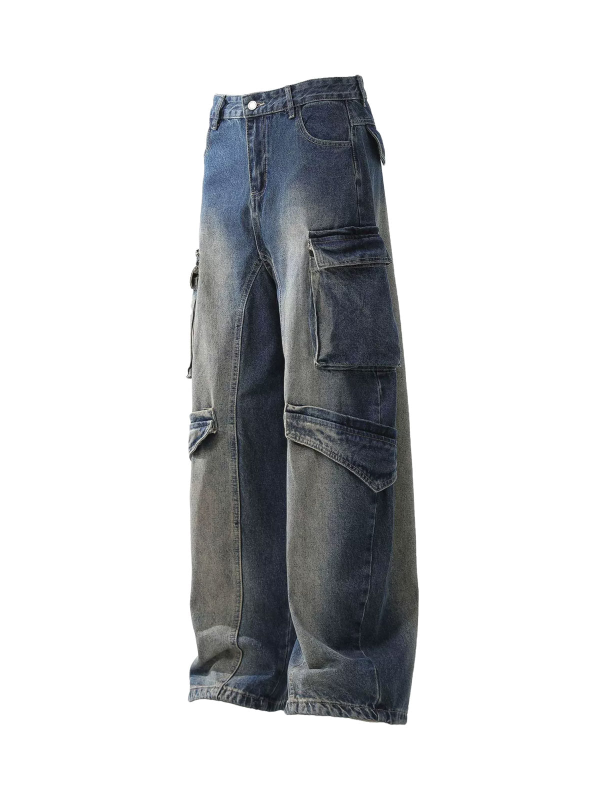 Heavy Washed Workwear Baggy Barrel Jeans