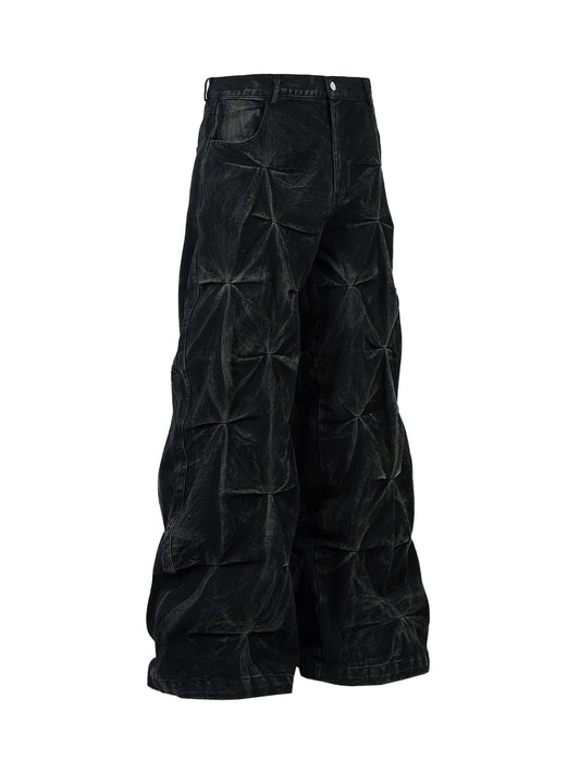 Stark verwaschene Baggy-Jeans mit Falten im Used-Look – 2282