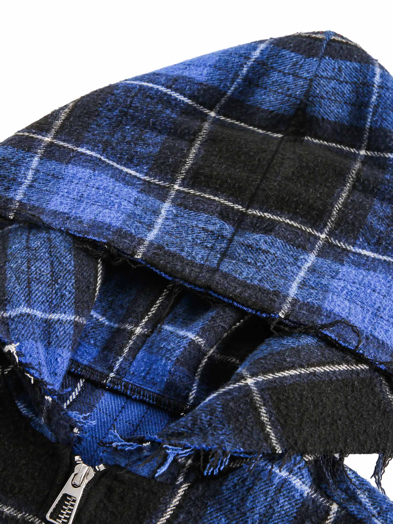 Thesupermade Plaid Brushed Cardigan Hooded Shirt