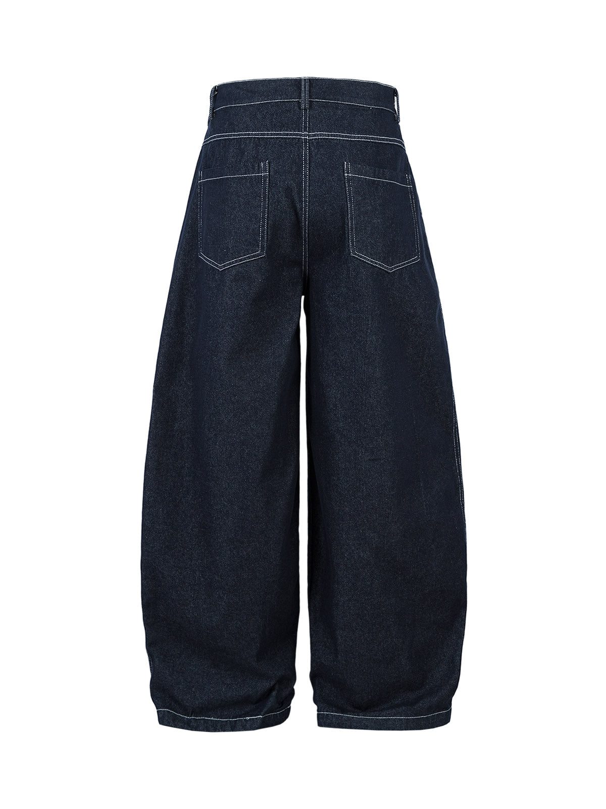 Deconstructed Contrast Stitching Pleated Baggy Barrel Jeans