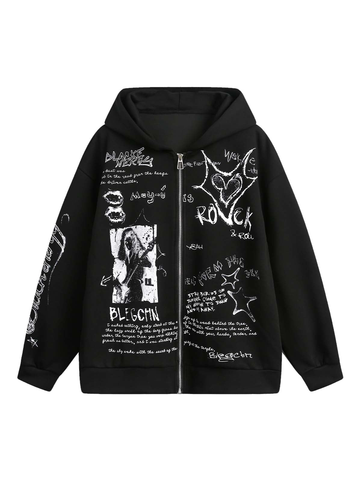 Distressed Fun Graffiti Cardigan Hoodie