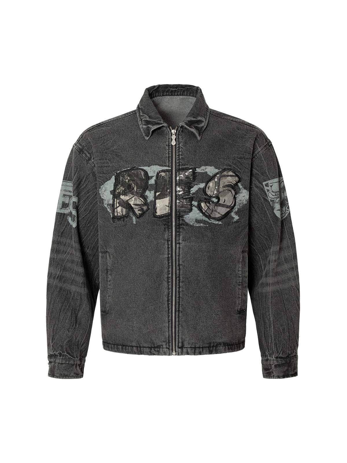 Veste en jean à rivets et imprimé brodé Wasteland