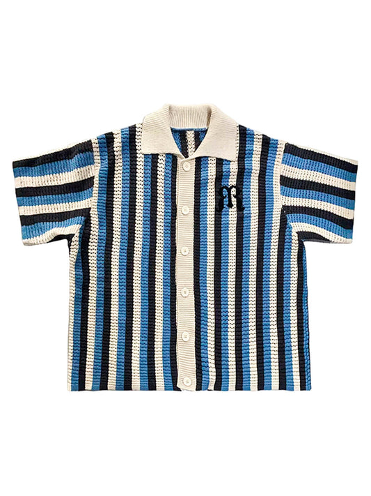 Thesupermade Striped Embroidered Short-sleeved Shirt