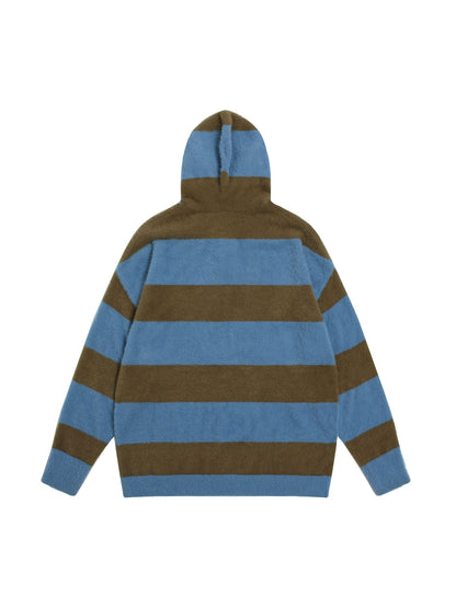 Thesupermade – Gestreifter Strickpullover mit Kapuze